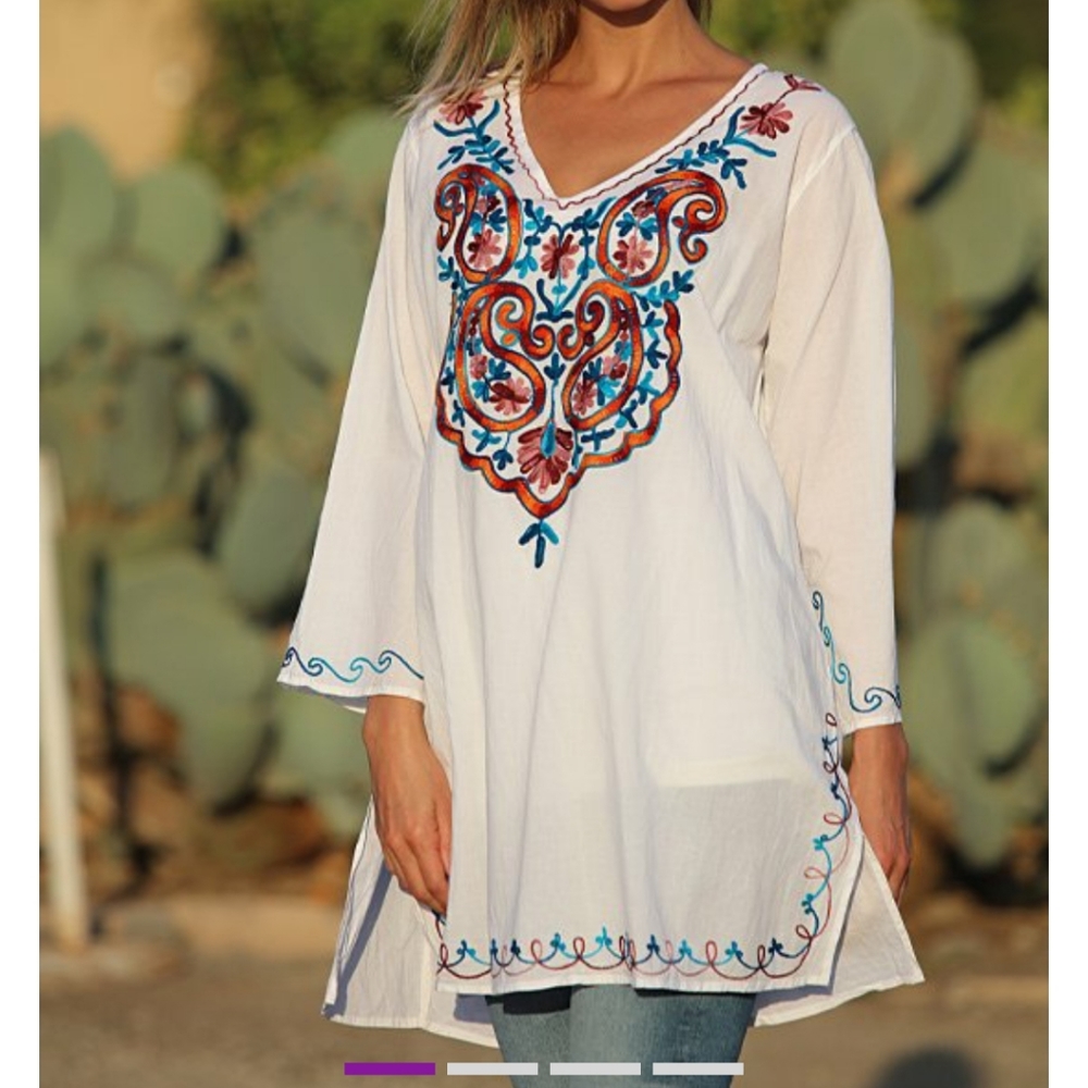 S.R. Fashion NEW 100% Cotton Embroidered Tunic